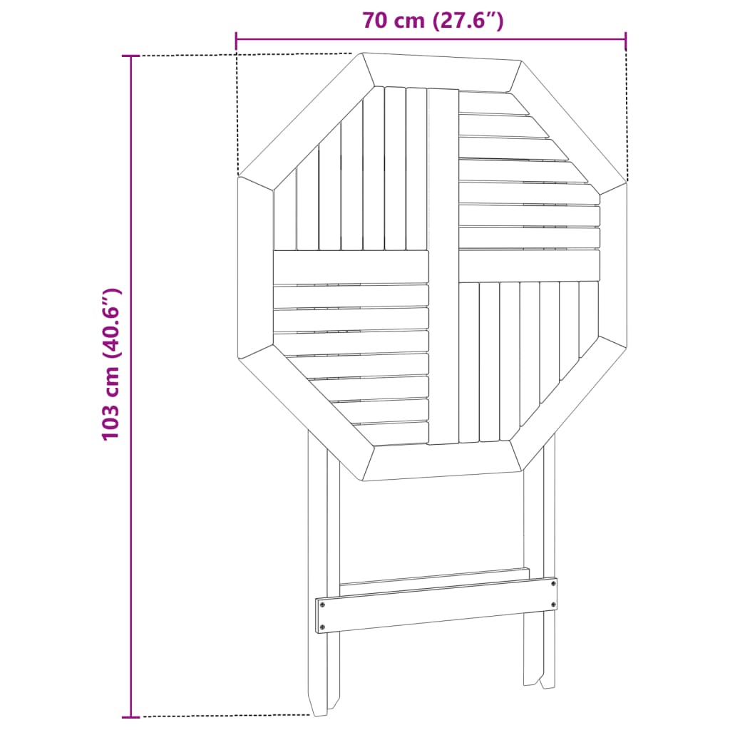 vidaXL Skládací zahradní stůl Ø 70 x 75 cm masivní akáciové dřevo