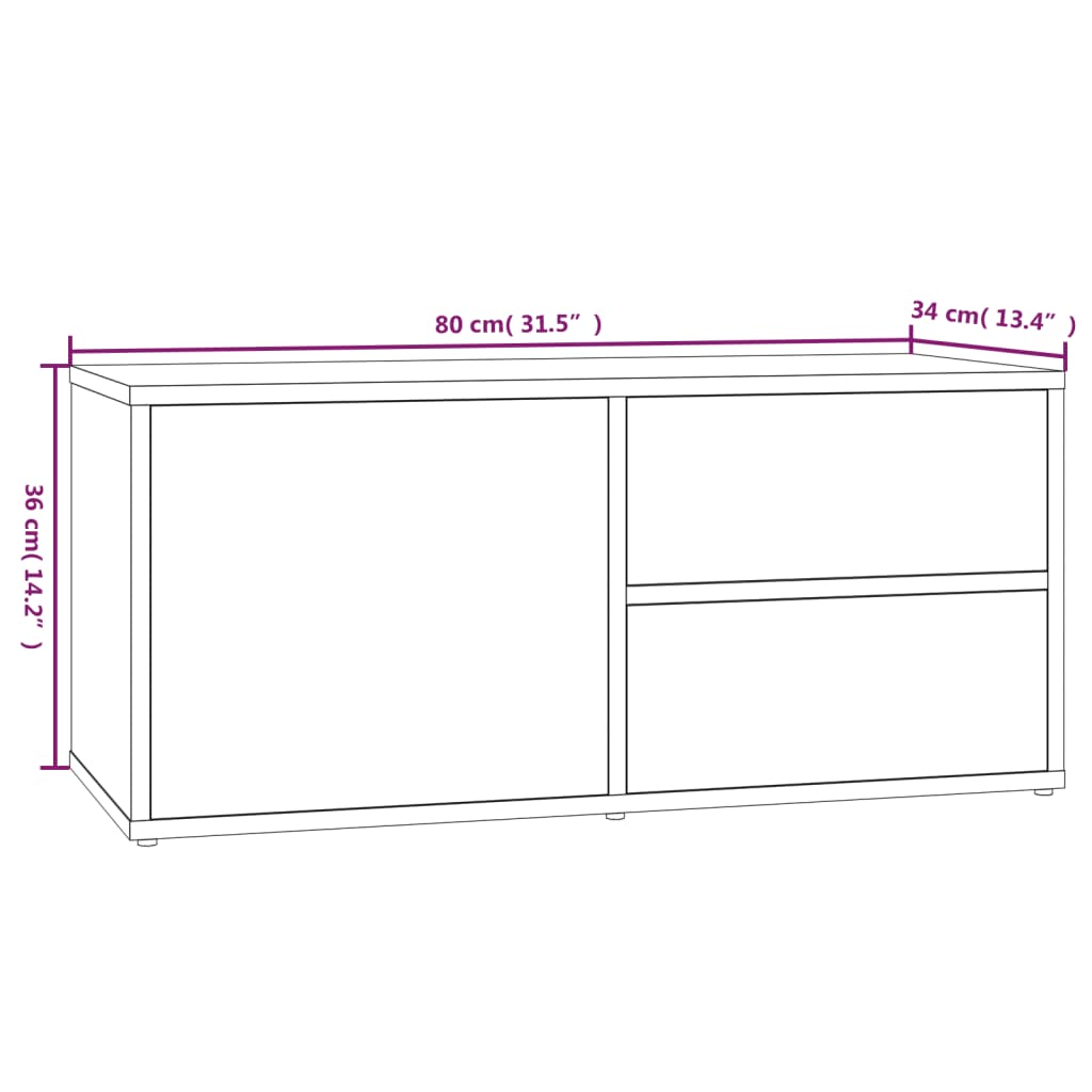 vidaXL TV skříňka šedá sonoma 80 x 34 x 36 cm kompozitní dřevo