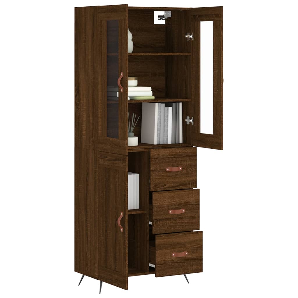 vidaXL Skříň highboard hnědý dub 69,5 x 34 x 180 cm kompozitní dřevo