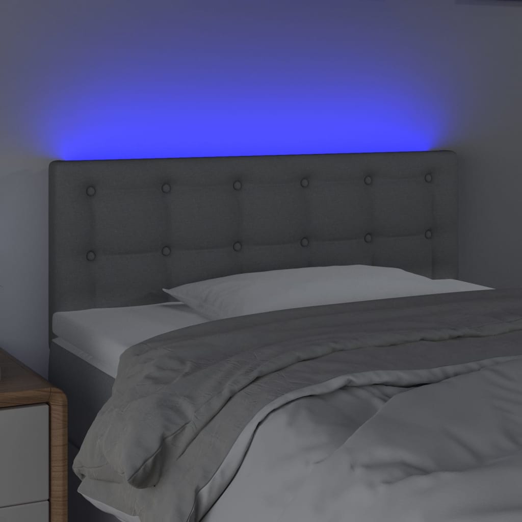 vidaXL Čelo postele s LED světle šedé 90x5x78/88 cm textil