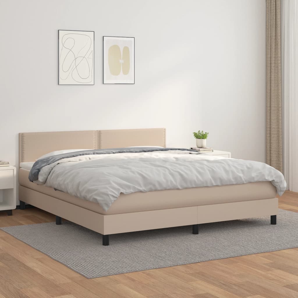 vidaXL Box spring postel s matrací cappuccino 180 x 200 cm umělá kůže