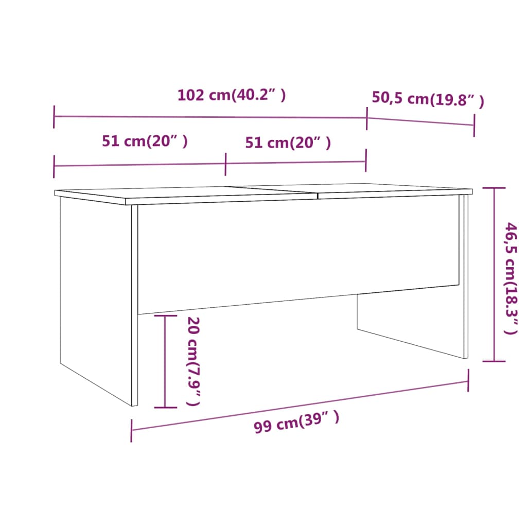 vidaXL Konferenční stolek černý 102 x 50,5 x 46,5 cm kompozitní dřevo