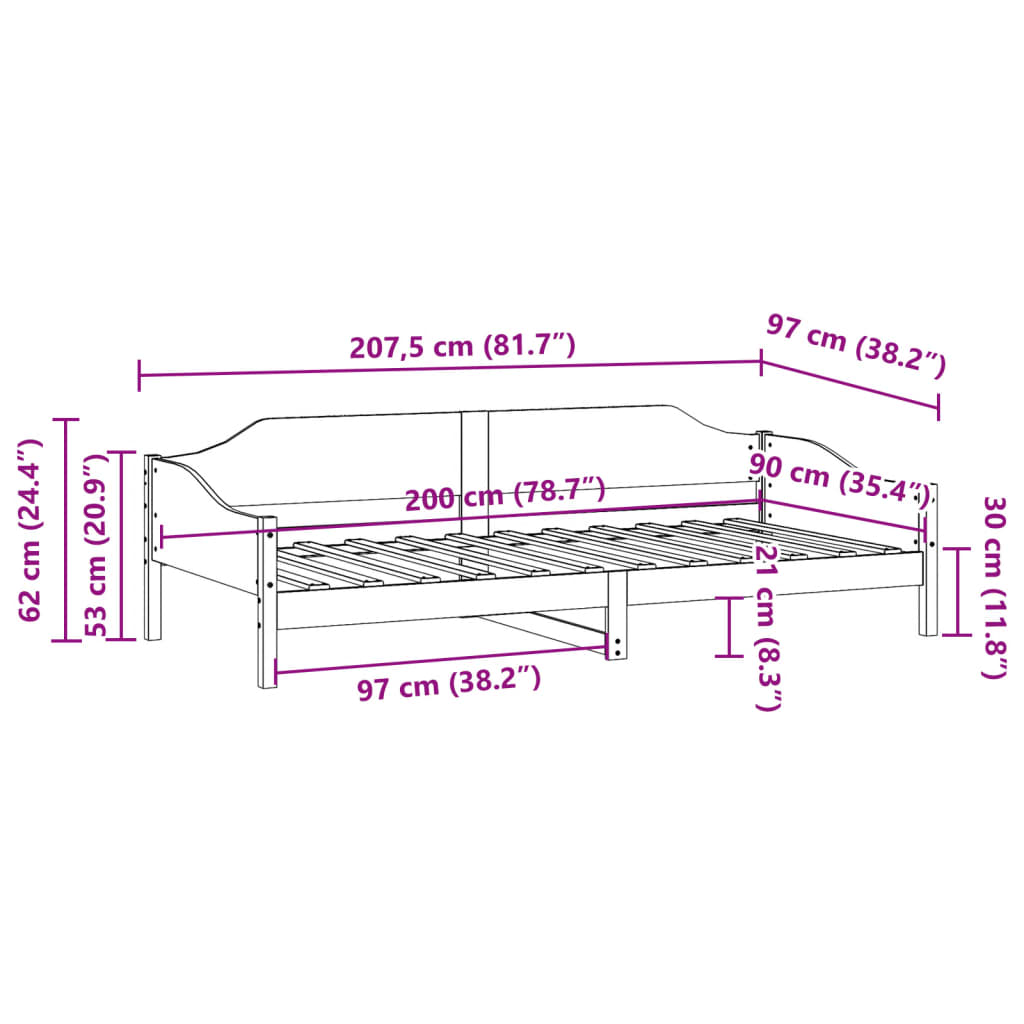 vidaXL Postel bez matrace bílá 90 x 200 cm masivní borovice