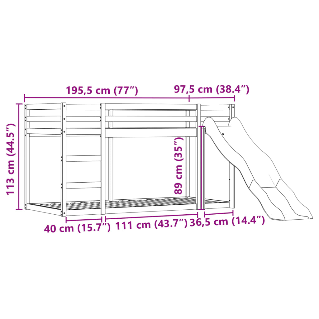 vidaXL Patrová postel se skluzavkou a závěsy modrá 90 x 190 cm