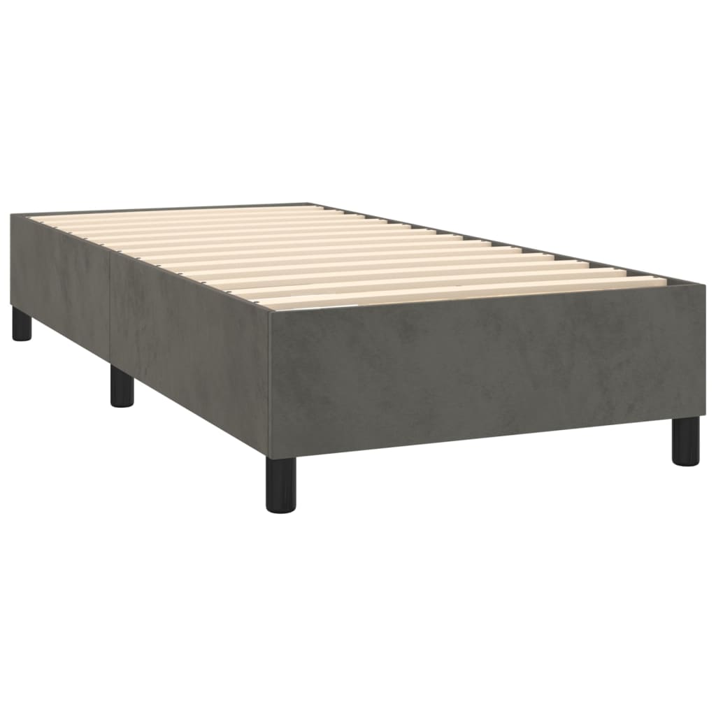 vidaXL Box spring postel s matrací tmavě šedá 90x200 cm samet