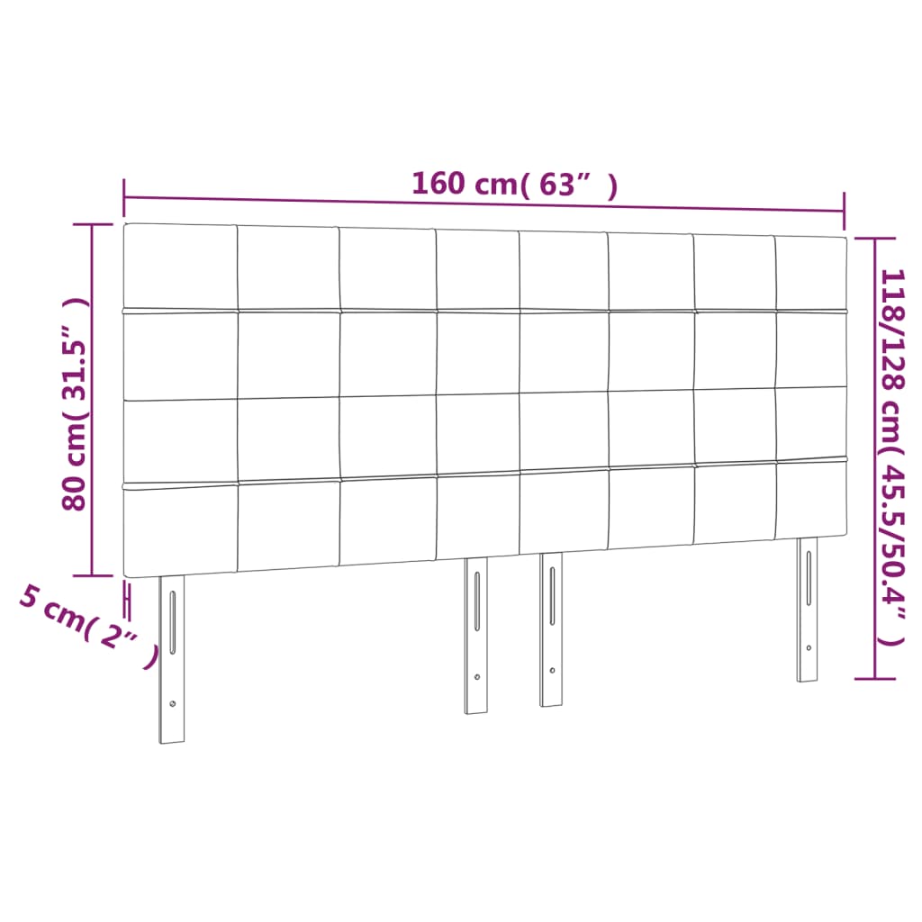 vidaXL Čelo postele s LED růžové 160x5x118/128 cm samet