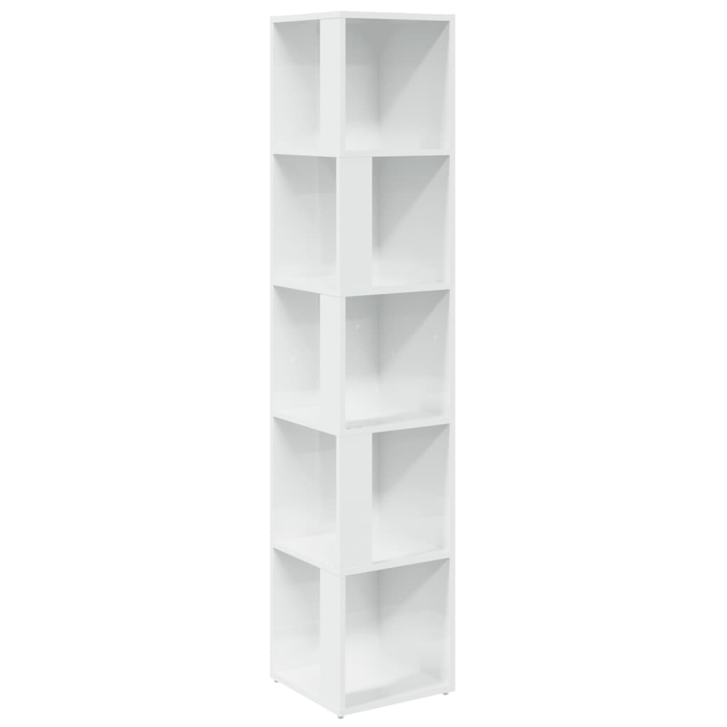 vidaXL Rohová skříňka bílá vysoký lesk 33x33x164,5 cm kompozitní dřevo