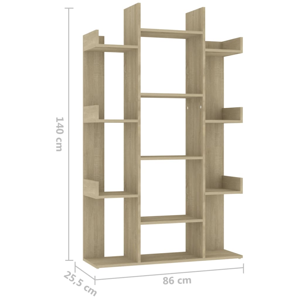 vidaXL Knihovna dub sonoma 86 x 25,5 x 140 cm kompozitní dřevo