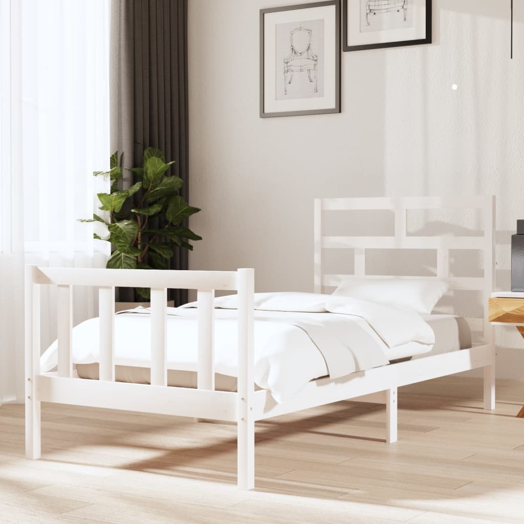 vidaXL Rám postele bílý masivní borovice 90 x 190 cm jednolůžko
