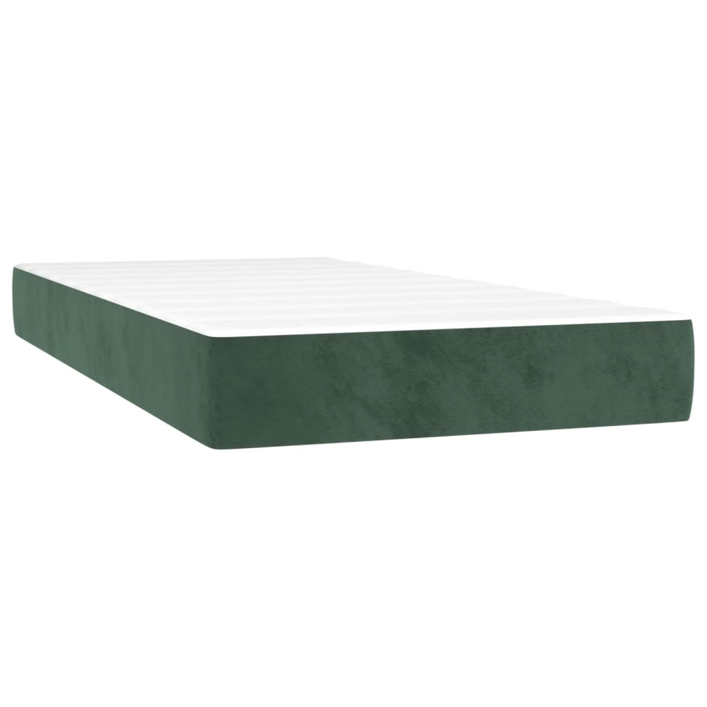 vidaXL Box spring postel s matrací tmavě zelená 120x190 cm samet