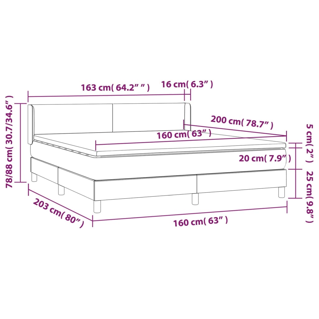 vidaXL Box spring postel s matrací světle šedá 160 x 200 cm textil