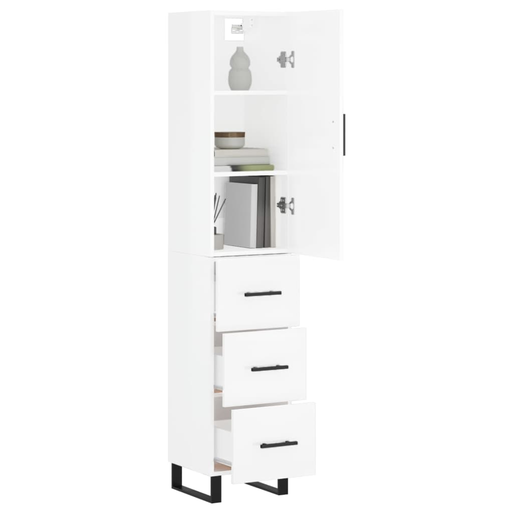 vidaXL Skříň highboard bílá s vysokým leskem 34,5x34x180 cm kompozit