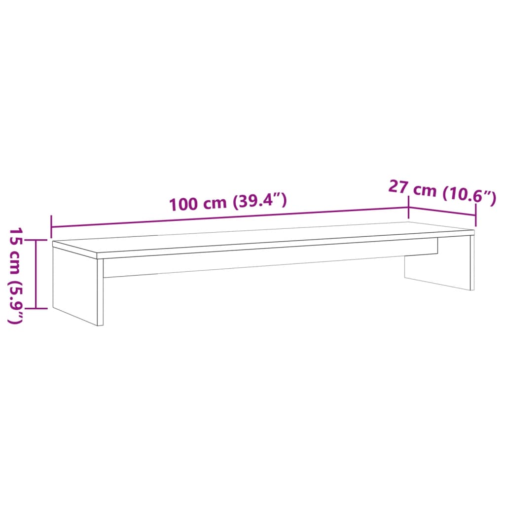 vidaXL Stojan na monitor voskově hnědý 100x27x15 cm masivní borovice