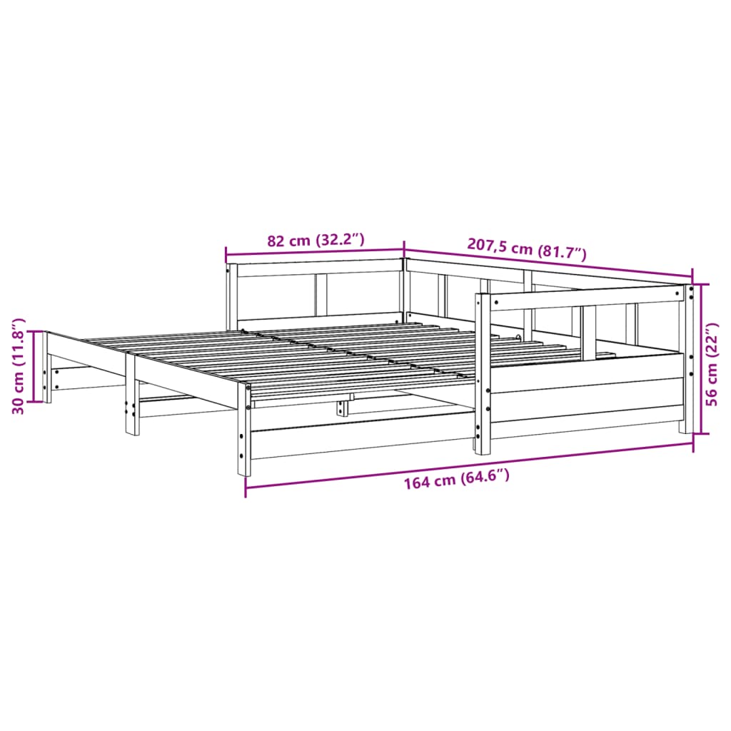 vidaXL Válenda bez matrace 80 x 200 cm masivní borovice