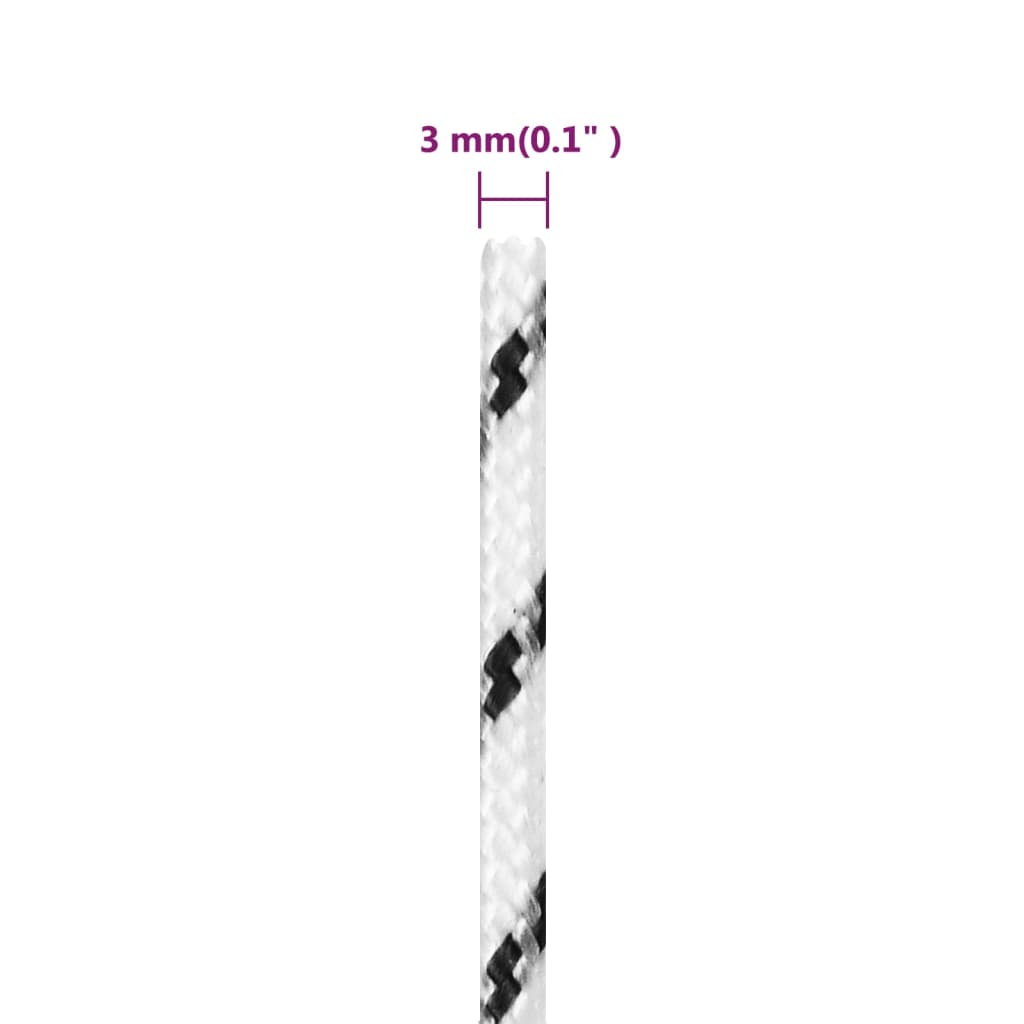 vidaXL Splétané lodní lano bílé 3 mm x 250 m polyester