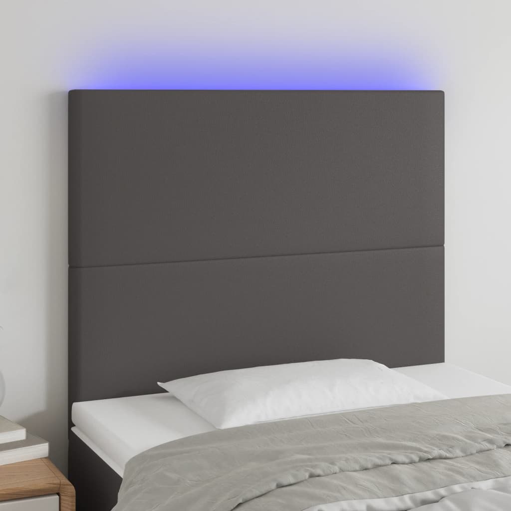 vidaXL Čelo postele s LED šedé 100x5x118/128 cm umělá kůže