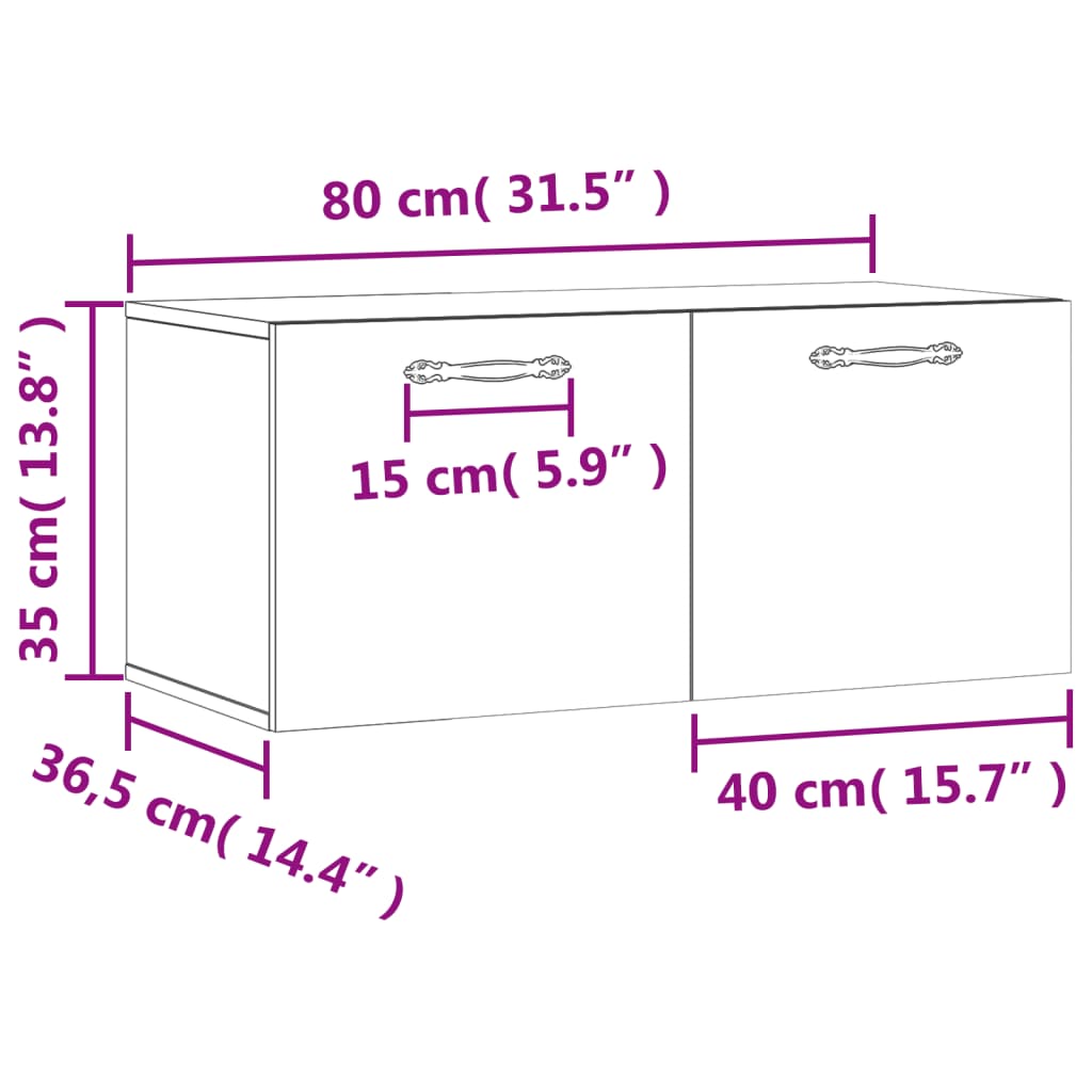 vidaXL Nástěnná skříňka bílá 80 x 36,5 x 35 cm kompozitní dřevo