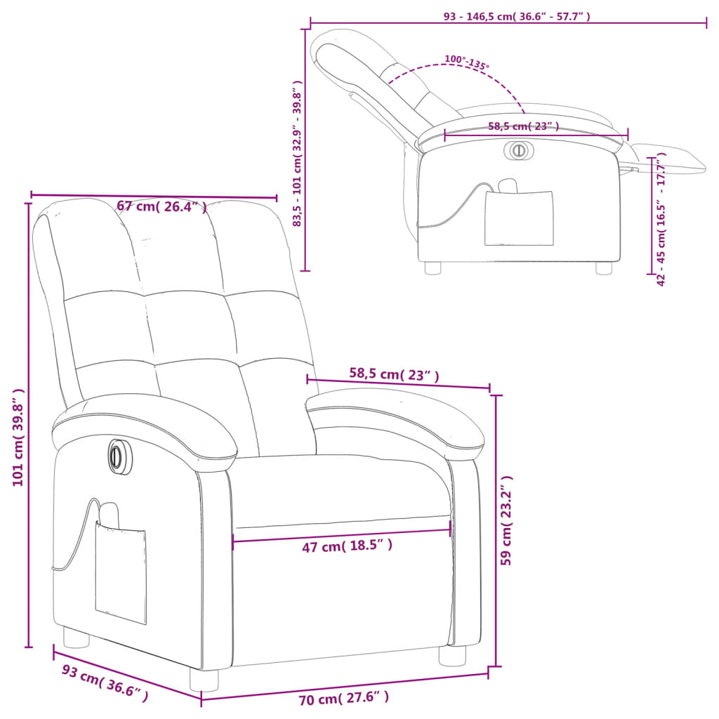 vidaXL Elektrické masážní polohovací křeslo hnědé textil