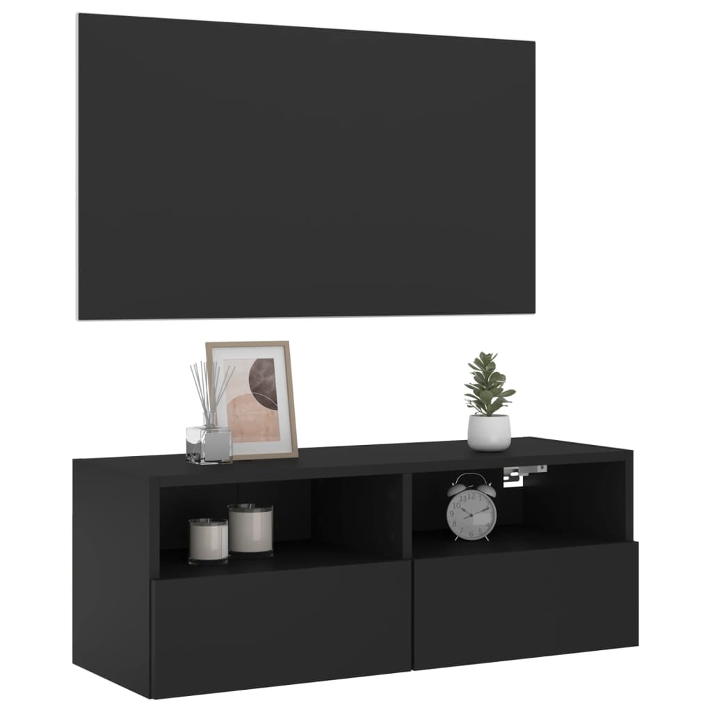 vidaXL Nástěnná TV skříňka černá 80 x 30 x 30 cm kompozitní dřevo