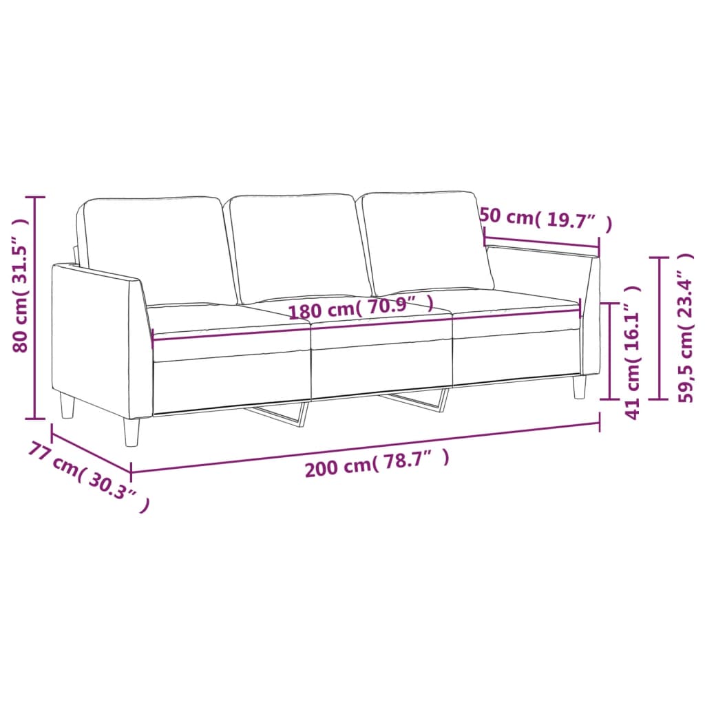 vidaXL 3místná pohovka cappuccino 180 cm umělá kůže