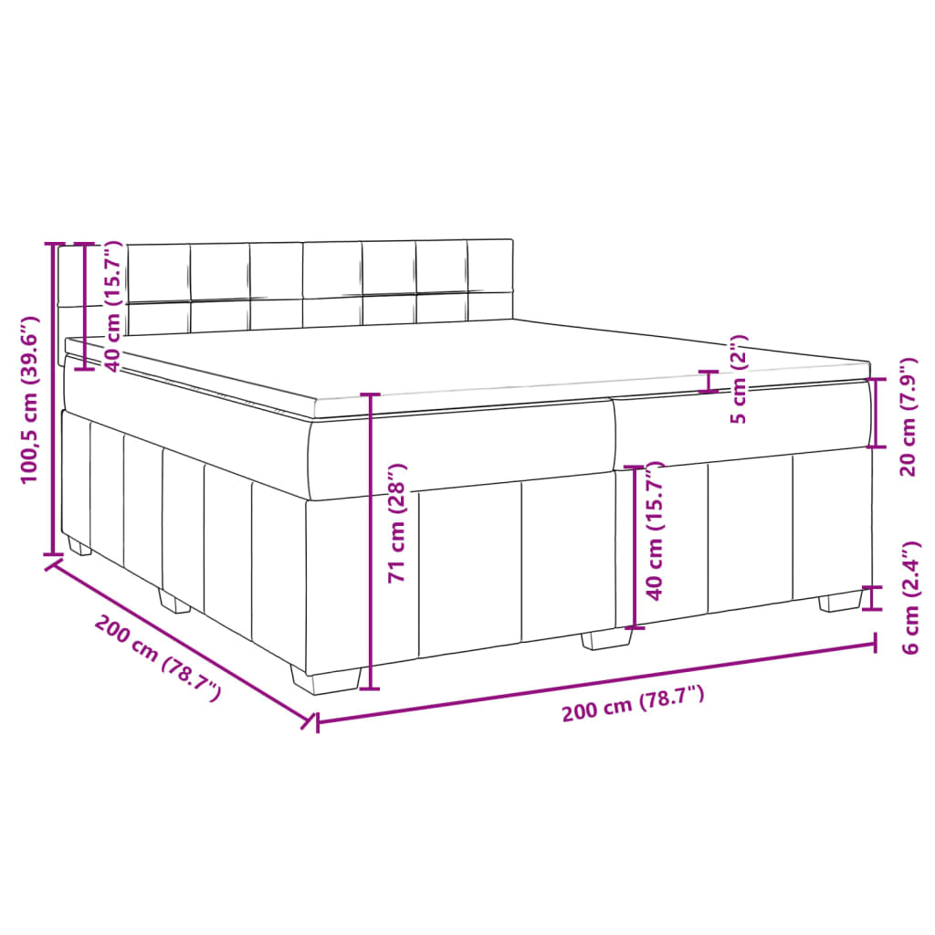 vidaXL Box spring postel s matrací světle šedá 200 x 200 cm textil