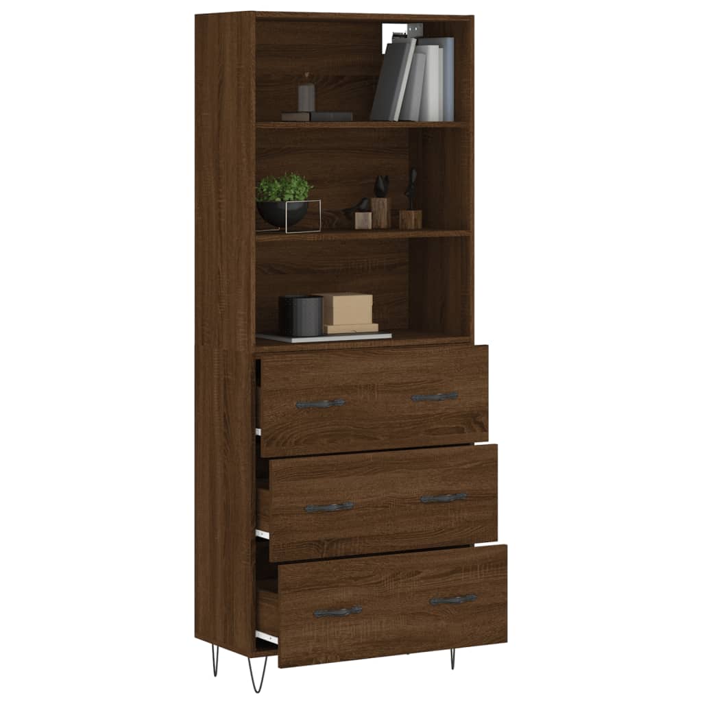 vidaXL Skříň highboard hnědý dub 69,5 x 34 x 180 cm kompozitní dřevo