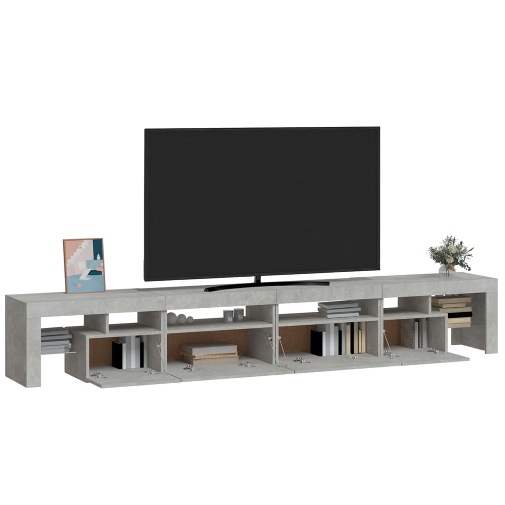 vidaXL TV skříňka s LED osvětlením betonově šedá 260x36,5x40 cm