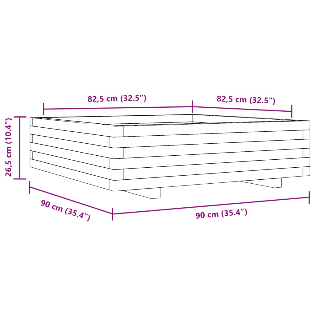 vidaXL Zahradní truhlík 90 x 90 x 26,5 cm masivní dřevo douglasky