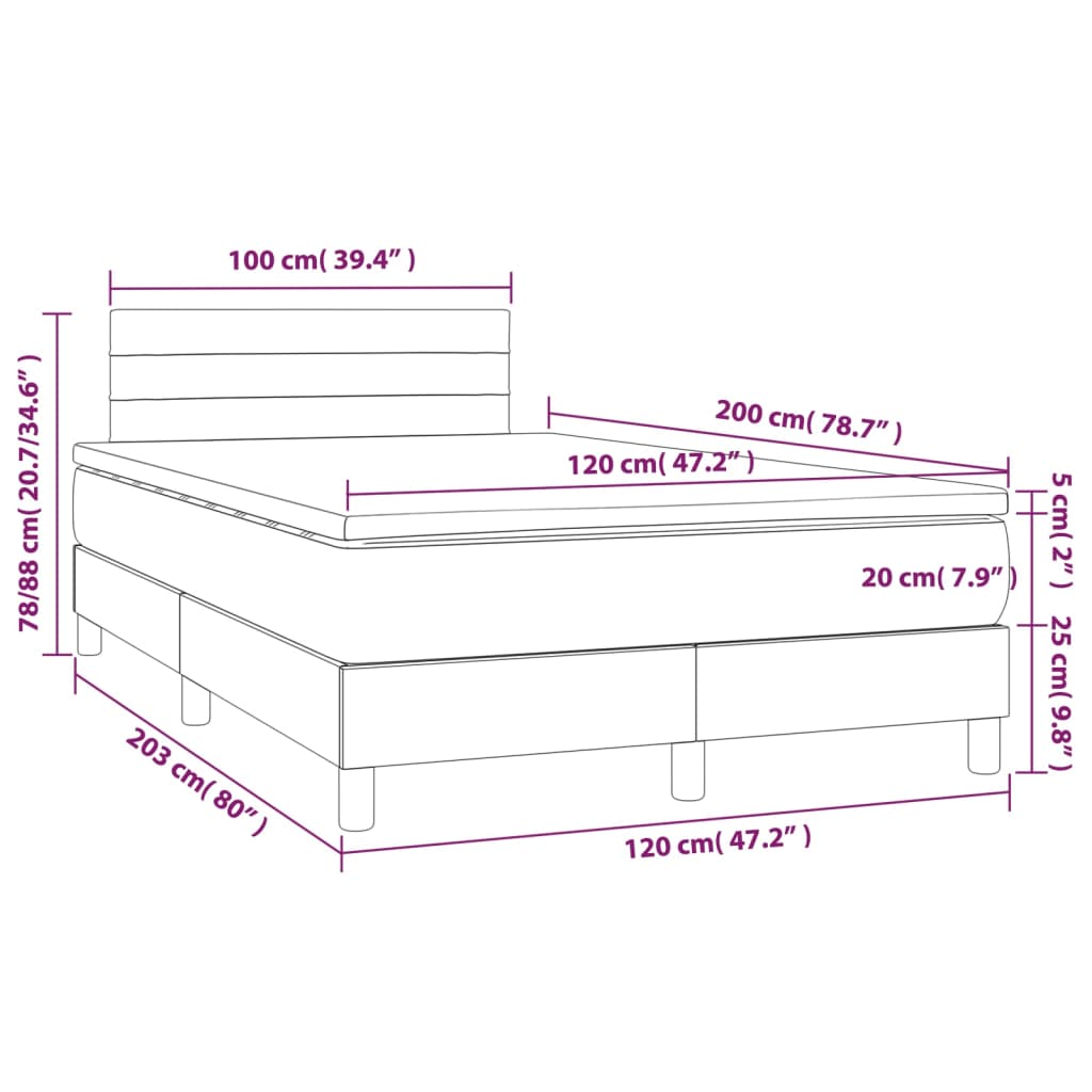 vidaXL Box spring postel s matrací černá 120x200 cm textil