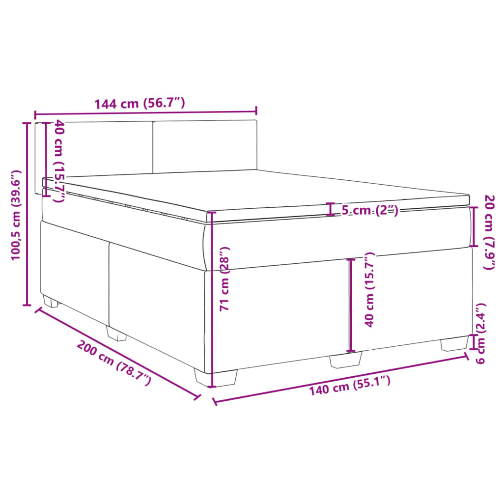 vidaXL Box spring postel s matrací tmavě hnědá 140x200 cm textil