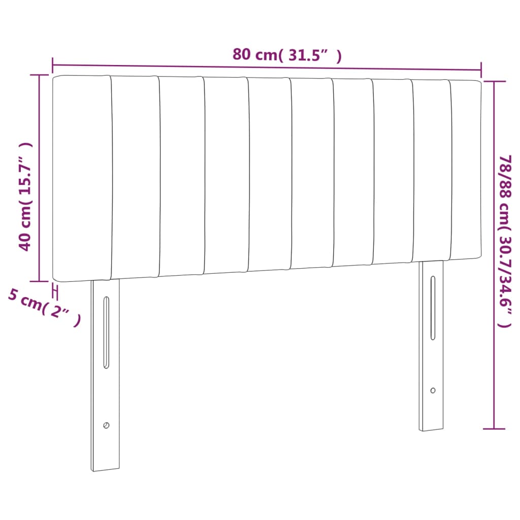 vidaXL Čelo postele s LED černé 80 x 5 x 78/88 cm samet