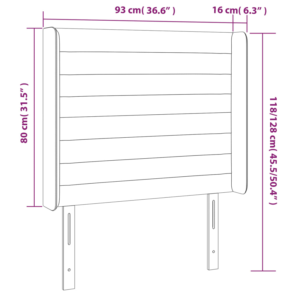 vidaXL Čelo postele s LED světle šedé 93x16x118/128 cm samet