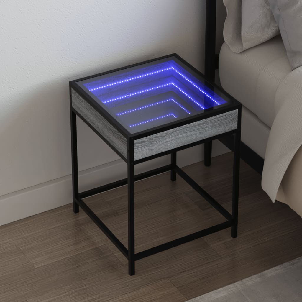 vidaXL Noční stolek s Infinity LED šedý sonoma 40 x 40 x 51 cm