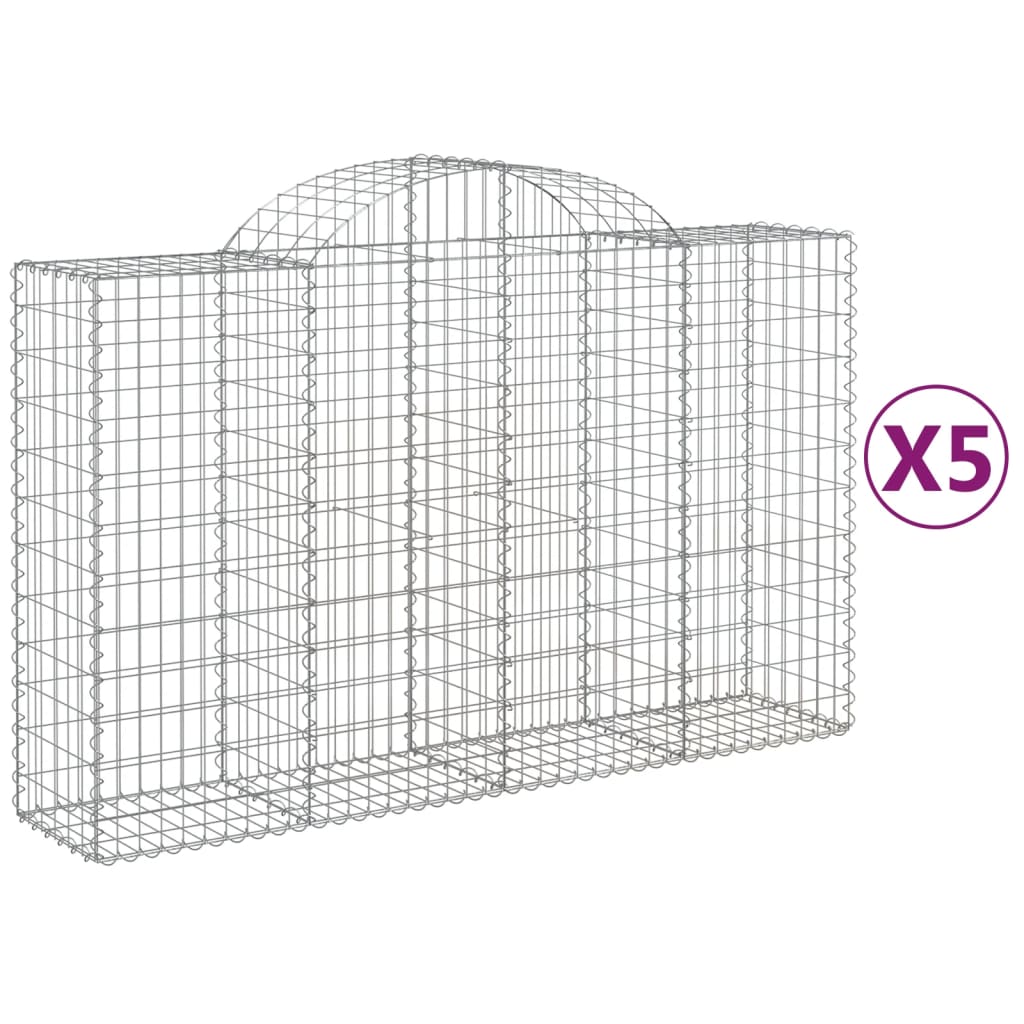 vidaXL Klenuté gabionové koše 5 ks 200x50x120/140cm pozinkované železo