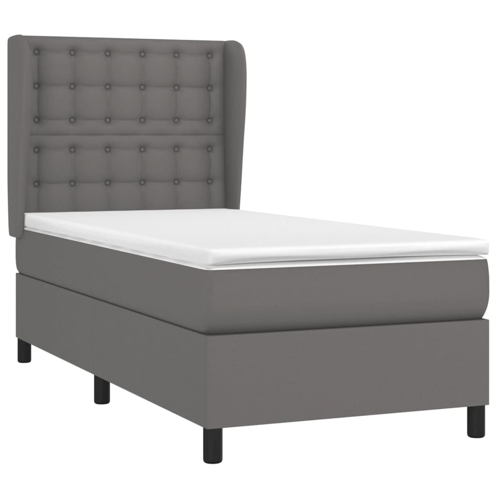 vidaXL Box spring postel s matrací šedá 90x200 cm umělá kůže