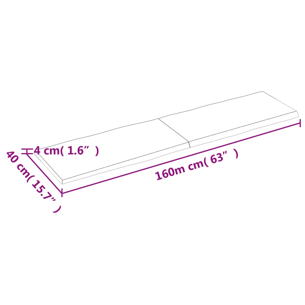 vidaXL Stolní deska 160x40x(2-4)cm neošetřený masivní dřevo živá hrana