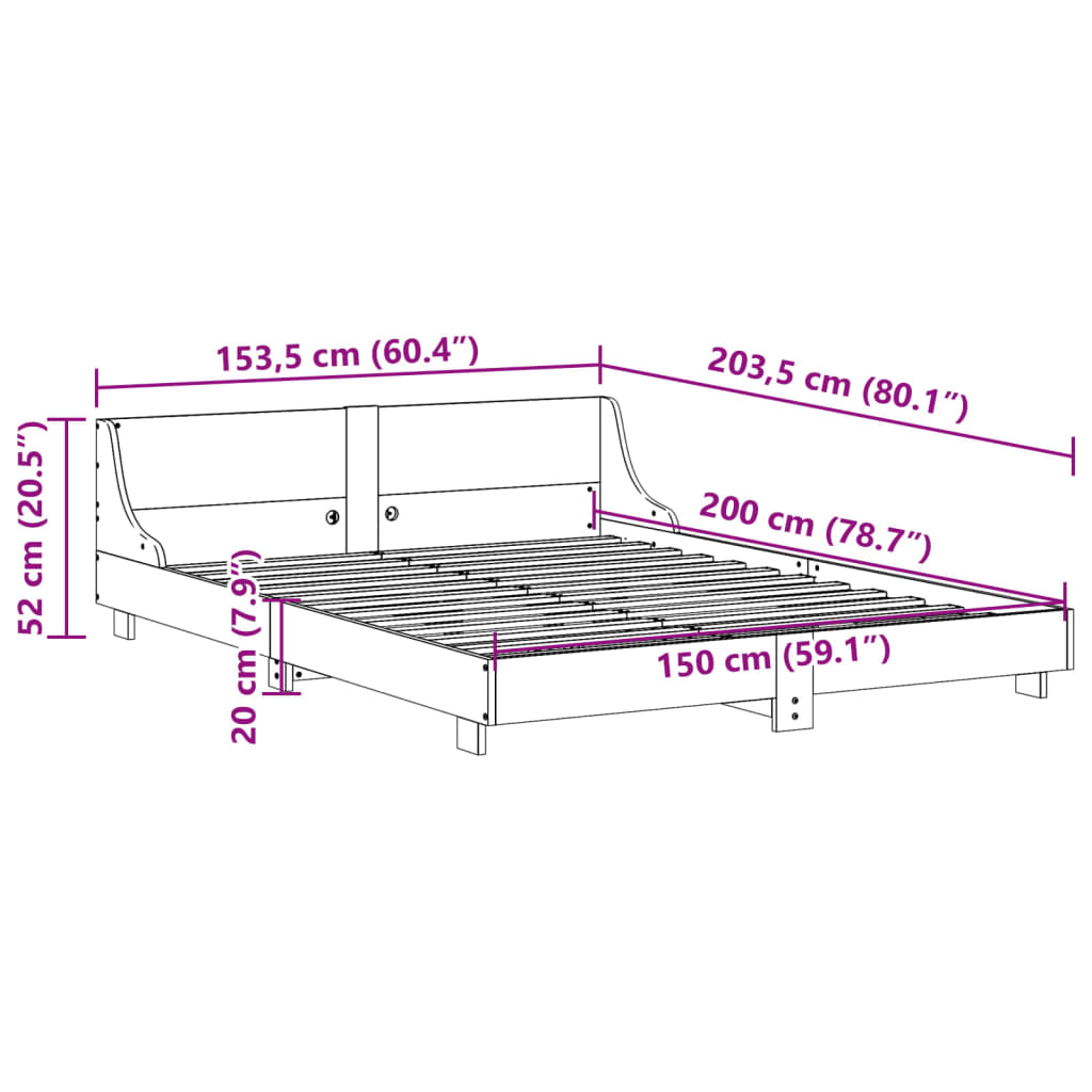 vidaXL Postel bez matrace bílá 150 x 200 cm masivní borovice