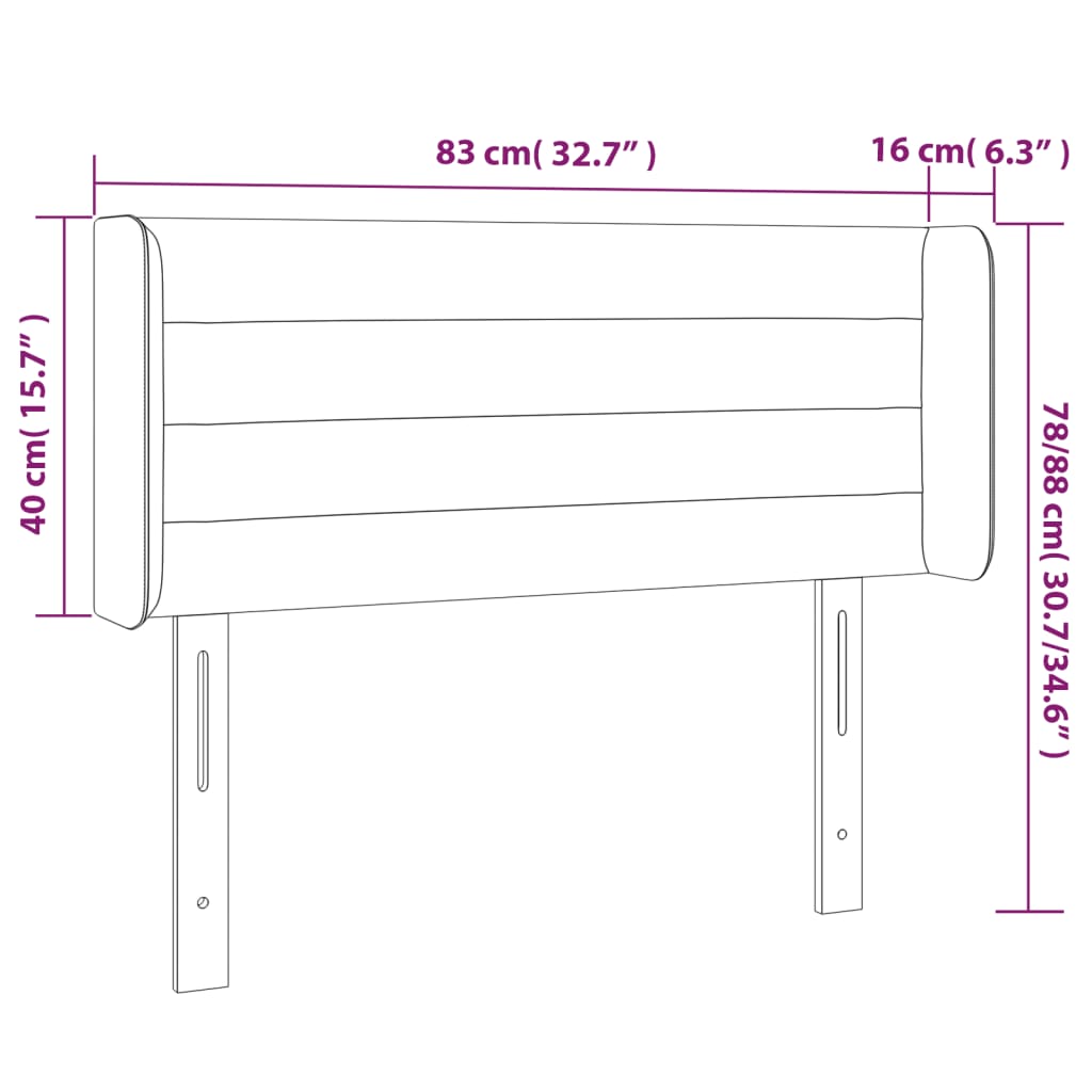 vidaXL Čelo postele s LED světle šedé 83 x 16 x 78/88 cm textil