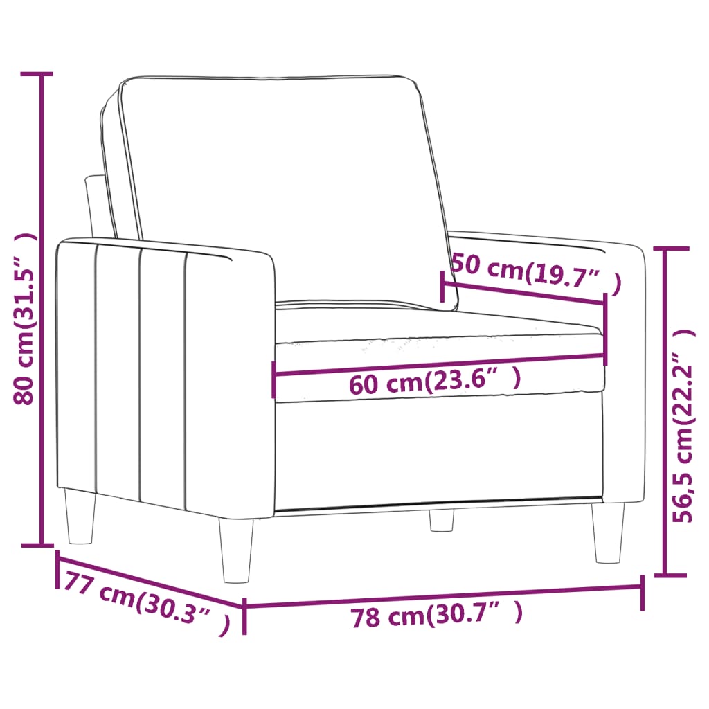 vidaXL Křeslo růžové 60 cm samet