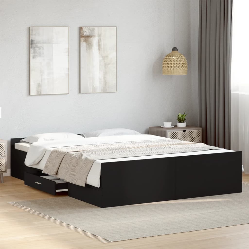 vidaXL Rám postele se zásuvkami černý 160 x 200 cm kompozitní dřevo