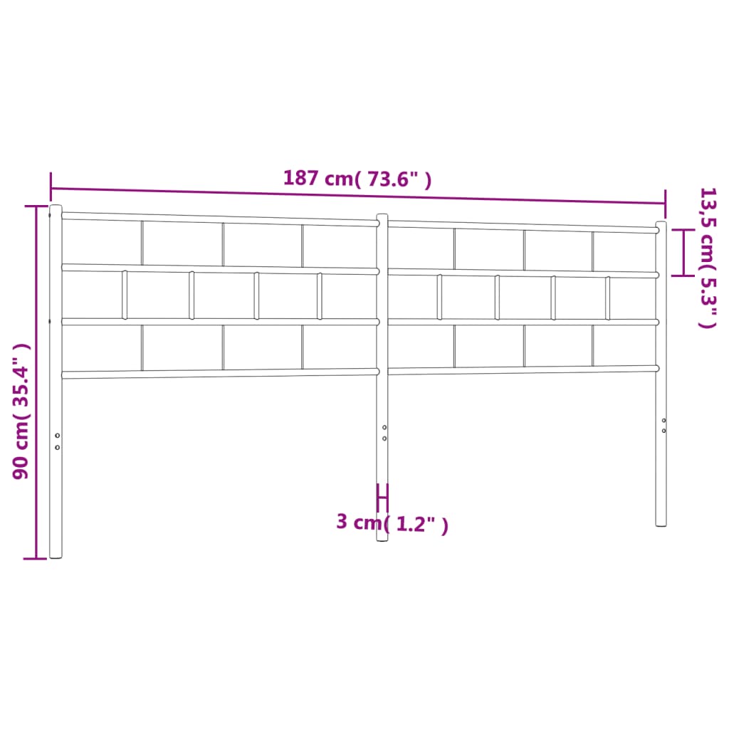 vidaXL Kovové čelo postele bílé 180 cm