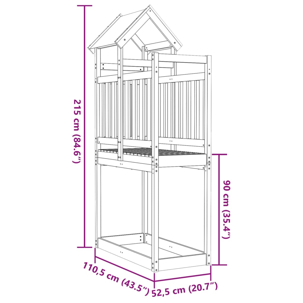 vidaXL Hrací věž 110,5 x 52,5 x 215 cm impregnovaná borovice