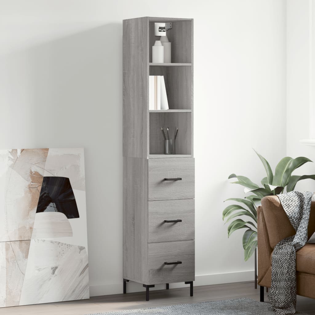 vidaXL Skříň highboard šedá sonoma 34,5 x 34 x 180 cm kompozitní dřevo