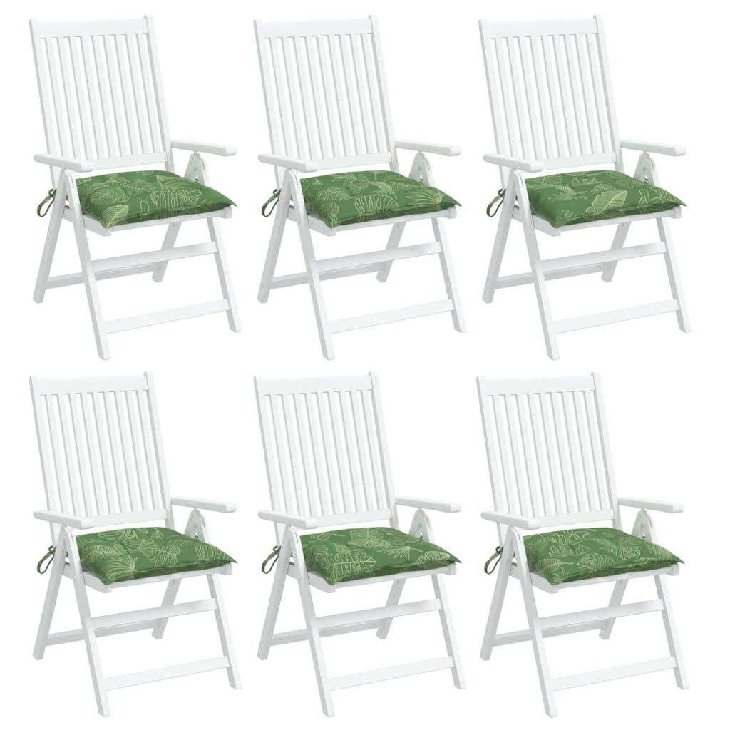 vidaXL Podušky na židli 6 ks vzor listů 50 x 50 x 7 cm textil