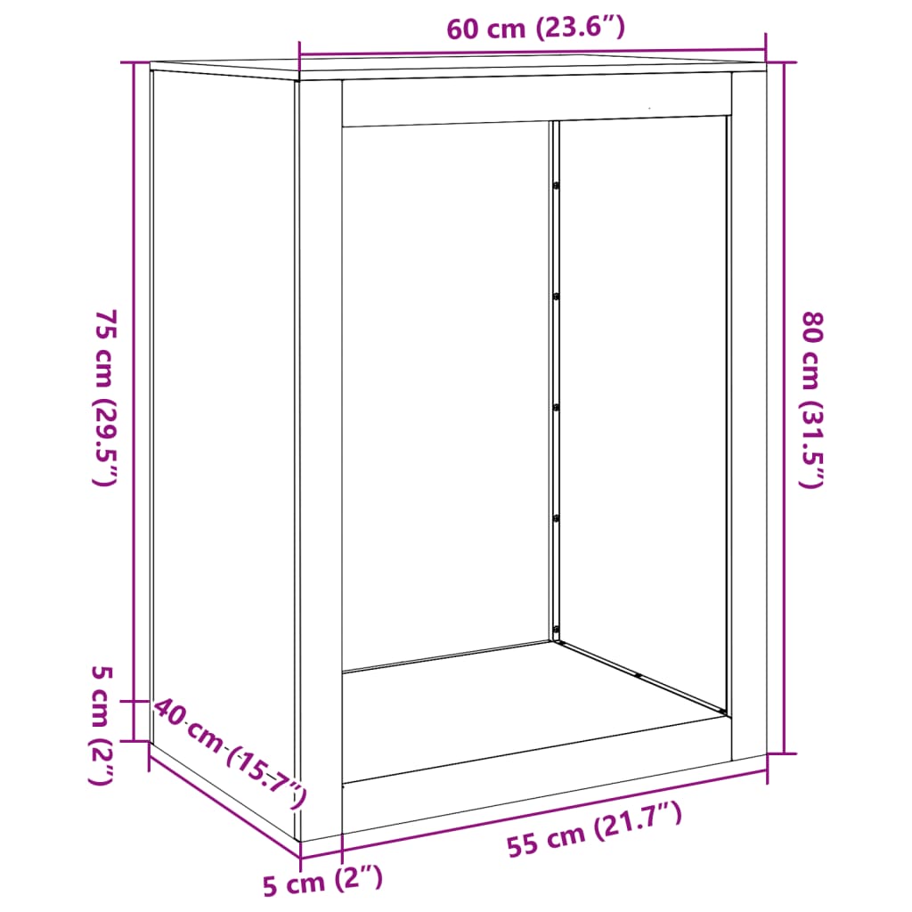 vidaXL Stojan na palivové dřevo 60 x 40 x 80 cm cortenová ocel