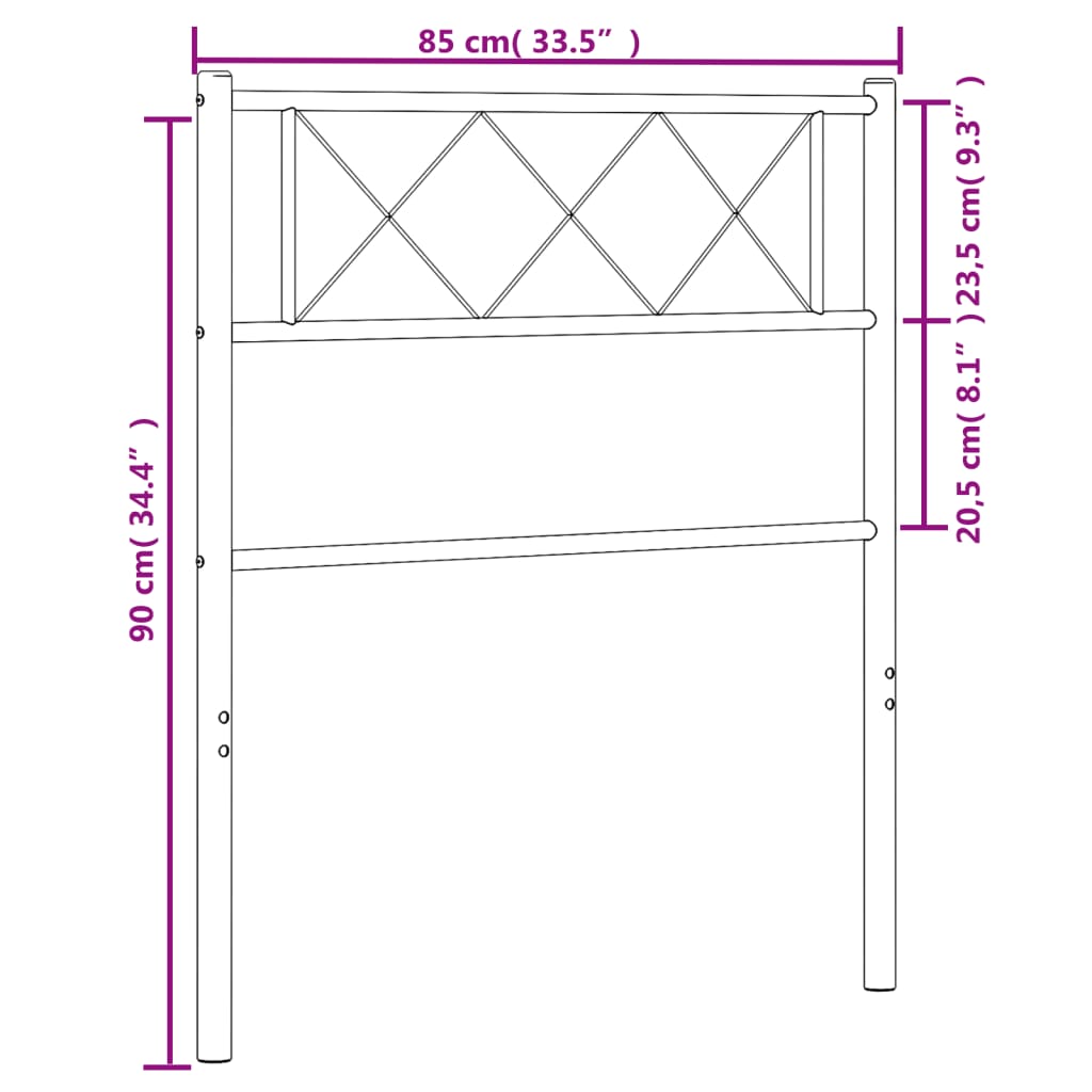 vidaXL Kovové čelo postele černé 80 cm