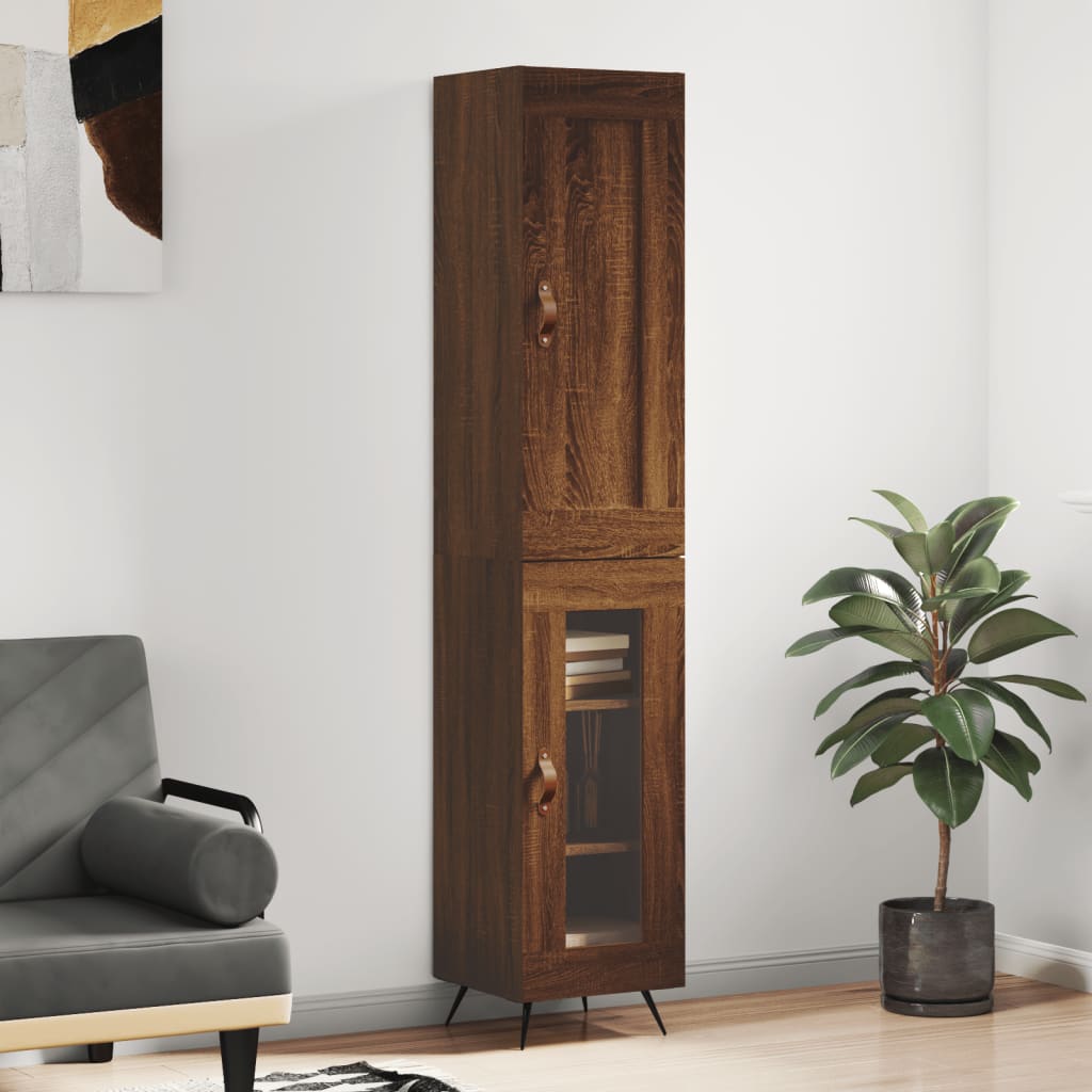 vidaXL Skříň highboard hnědý dub 34,5 x 34 x 180 cm kompozitní dřevo