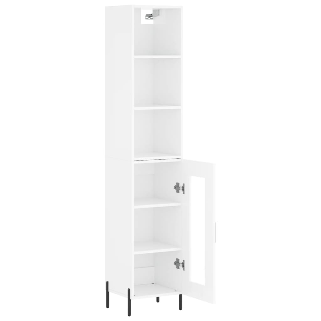 vidaXL Skříň highboard bílá s vysokým leskem 34,5x34x180 cm kompozit