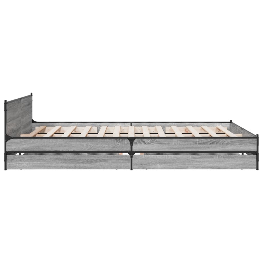 vidaXL Rám postele se zásuvkami šedý sonoma 160 x 200 cm kompozit