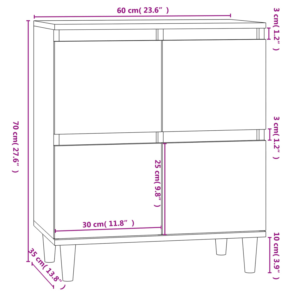 vidaXL Příborník kouřový dub 60 x 35 x 70 cm kompozitní dřevo